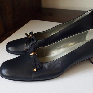 Auditions navy blue leather women's shoes, narrow width (#EV1473)